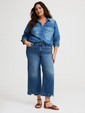 Torrid Medium Blue Wide-Leg Crop Jeans